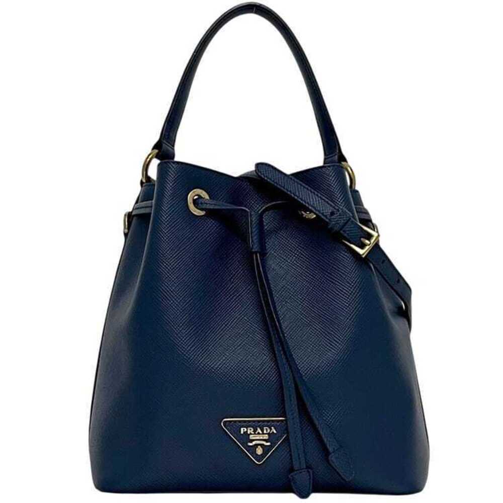 Prada Drawstring Saffiano Leather Azzurro 2Way Shoulder Bag Blue